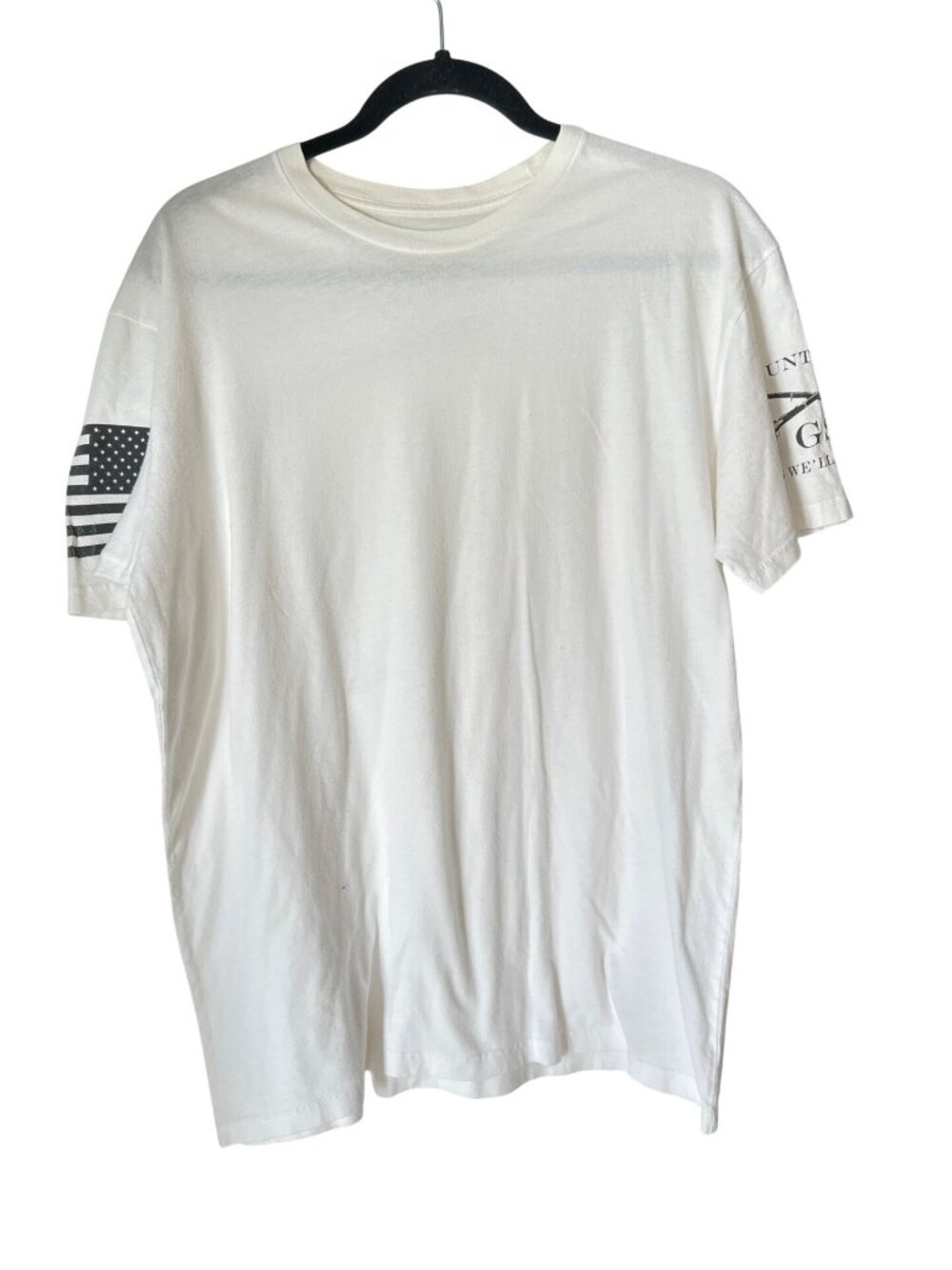 Grunt Style Mens White Short Sleeve T-Shirt With Patriotic Flag Design Size L 10